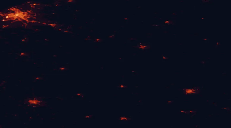 Satellite night-light map of the 100 km around Sauka Nature Park, with Riga, Daugavpils and Panevėžys marked