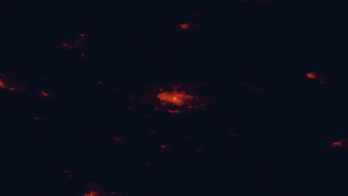 Satellite night-light map of the 50 km around Panevėžys, with Anykščiai, Kupiskis and Pasvalys marked