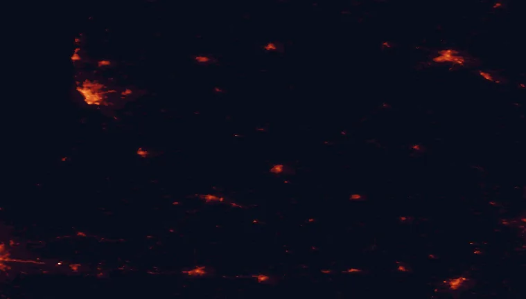 Satellite night-light map of the 100 km around Pagramantis Regional Park, with Klaipėda, Šiauliai and Sovetsk marked