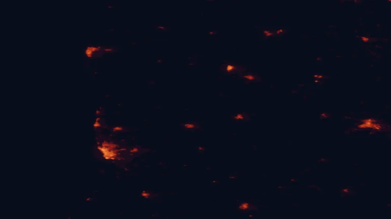 Satellite night-light map of the 100 km around Žemaitija National Park, with Klaipėda, Šiauliai and Liepāja marked