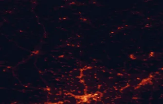 Satellite night-light map of the 50 km around Putscheid, with Trier, Luxembourg and Arlon marked