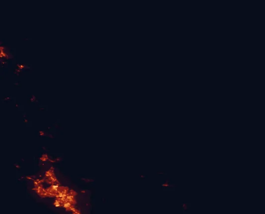 Satellite night-light map of the 100 km around Great Barrier Island, with Auckland, Manukau City and Papatoetoe marked