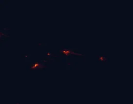 Satellite night-light map of the 50 km around Whakatane, with Kawerau, Ohope Beach and Opotiki marked