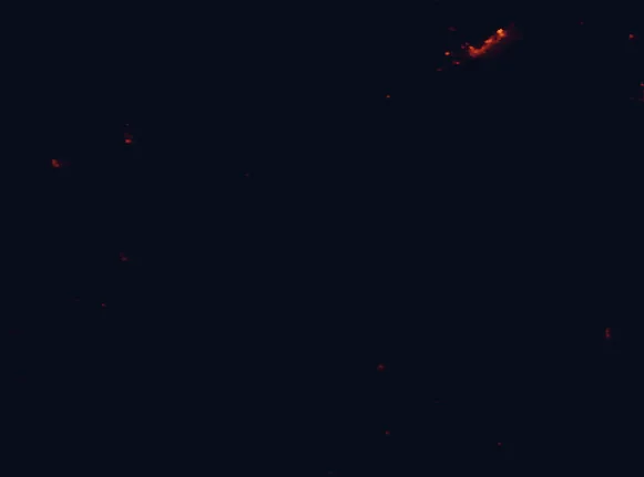 Satellite night-light map of the 100 km around Nelson Lakes National Park, with Nelson, Richmond and Stoke marked