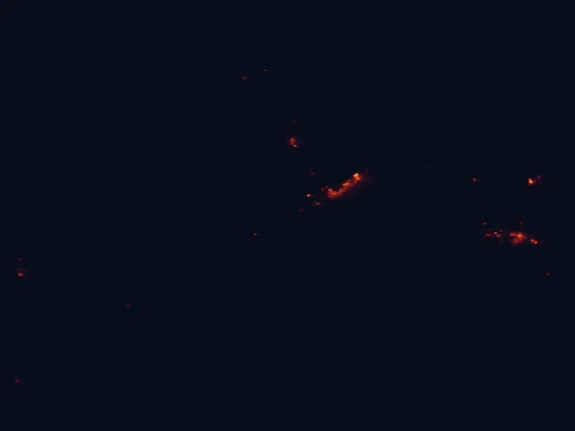 Satellite night-light map of the 100 km around Wai-iti, with Nelson, Richmond and Stoke marked