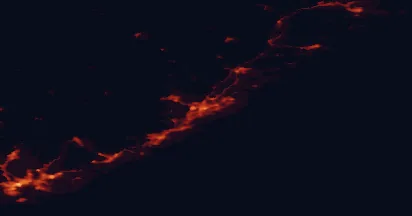 Satellite night-light map of the 50 km around Arendal, with Kristiansand, Grimstad and Fevik marked