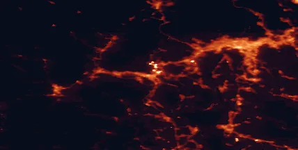 Satellite night-light map of the 50 km around Drammen, with Oslo, Asker and Lillestrøm marked