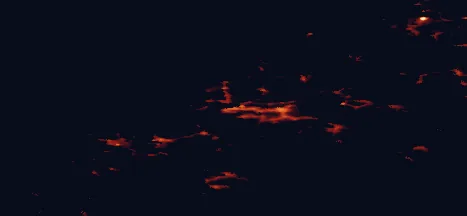 Satellite night-light map of the 50 km around Ålesund, with Haram, Nordstranda and Volda marked