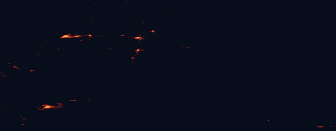 Satellite night-light map of the 100 km around Junkerdal National Park, with Bodø and Mo i Rana marked