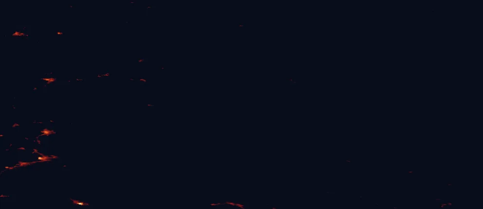 Satellite night-light map of the 100 km around Gressåmoen National Park, with Levanger, Steinkjer and Namsos marked