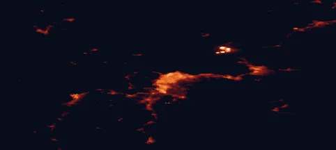 Satellite night-light map of the 50 km around Trondheim, with Stjørdalshalsen, Stjørdal and Levanger marked