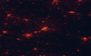 Satellite night-light map of the 50 km around Kalisz, with Ostrów Wielkopolski, Sieradz and Turek marked