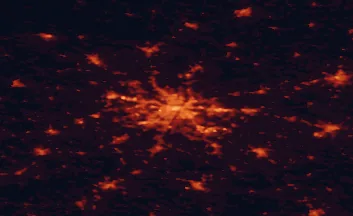 Satellite night-light map of the 50 km around Poznań, with Luboń, Swarzędz and Gniezno marked