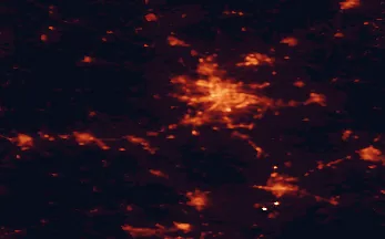 Satellite night-light map of the 50 km around Pabianice, with Łódź, Zgierz and Piotrków Trybunalski marked