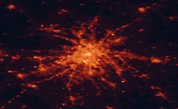 Satellite night-light map of the 50 km around Warsaw, with Mokotów, Praga Południe and Ursynów marked