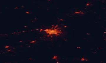 Satellite night-light map of the 50 km around Białystok, with Wasilków, Bielsk Podlaski and Łapy marked