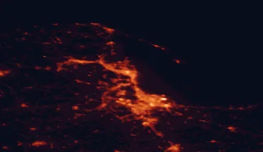 Satellite night-light map of the 50 km around Gdynia, with Gdańsk, Rumia and Sopot marked