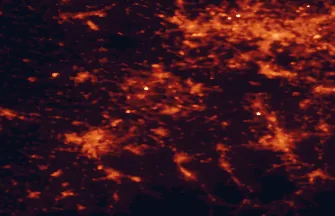 Satellite night-light map of the 50 km around Jastrzębie Zdrój, with Ostrava, Rybnik and Katowice marked