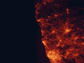 Satellite night-light map of the 50 km around Esposende, with Braga, Porto and Viana do Castelo marked