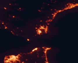 Satellite night-light map of the 50 km around Algeciras, with Tangier, La Línea de la Concepción and Ceuta marked