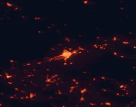 Satellite night-light map of the 50 km around Córdoba, with Écija, Montilla and Palma del Río marked