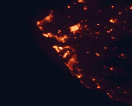 Satellite night-light map of the 50 km around San Fernando, with Jerez de la Frontera, Cadiz and Chiclana de la Frontera marked
