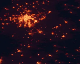 Satellite night-light map of the 50 km around Utrera, with Sevilla, Dos Hermanas and Alcalá de Guadaira marked