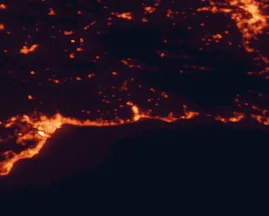 Satellite night-light map of the 50 km around Vélez-Málaga, with Málaga, Granada and Torre del Mar marked