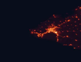 Satellite night-light map of the 50 km around Calvià, with Palma, Marratxí and Son Rapinya marked