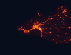 Satellite night-light map of the 50 km around Palma, with Calvià, Marratxí and Llucmajor marked