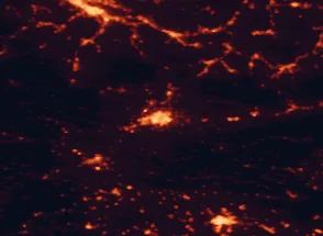 Satellite night-light map of the 50 km around Vitoria-Gasteiz, with Bilbao, Logroño and Santutxu marked