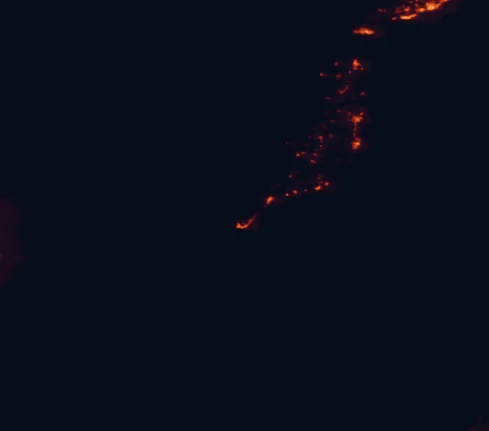 Satellite night-light map of the 100 km around Jandía Natural Park, with Puerto del Rosario, Pájara and La Oliva marked