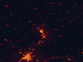 Satellite night-light map of the 50 km around Palencia, with Valladolid, Villamuriel de Cerrato and Venta de Baños marked