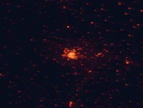 Satellite night-light map of the 50 km around Salamanca, with Villamayor, Villares de la Reina and Alba de Tormes marked