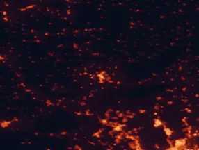 Satellite night-light map of the 50 km around Segovia, with Alcobendas, Collado-Villalba and San Sebastián de los Reyes marked