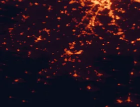 Satellite night-light map of the 50 km around Toledo, with Fuenlabrada, Parla and Valdemoro marked