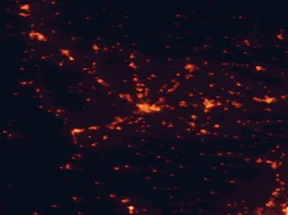 Satellite night-light map of the 50 km around Lleida, with Balaguer, Mollerussa and Fraga marked