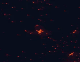 Satellite night-light map of the 50 km around Cáceres, with Arroyo de la Luz, Casar de Cáceres and Malpartida de Cáceres marked