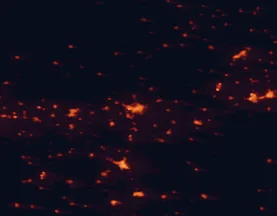 Satellite night-light map of the 50 km around Mérida, with Almendralejo, Don Benito and Montijo marked