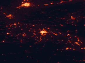 Satellite night-light map of the 50 km around Logroño, with Gasteiz / Vitoria, Miranda de Ebro and Calahorra marked