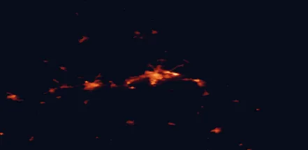 Satellite night-light map of the 50 km around Gävle, with Sandviken, Valbo and Skutskär marked
