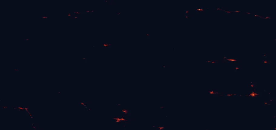 Satellite night-light map of the 100 km around Hamra National Park, with Mora and Bollnäs marked