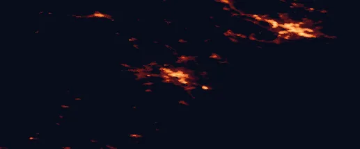 Satellite night-light map of the 50 km around Piteå, with Luleå, Gammelstad and Älvsbyn marked