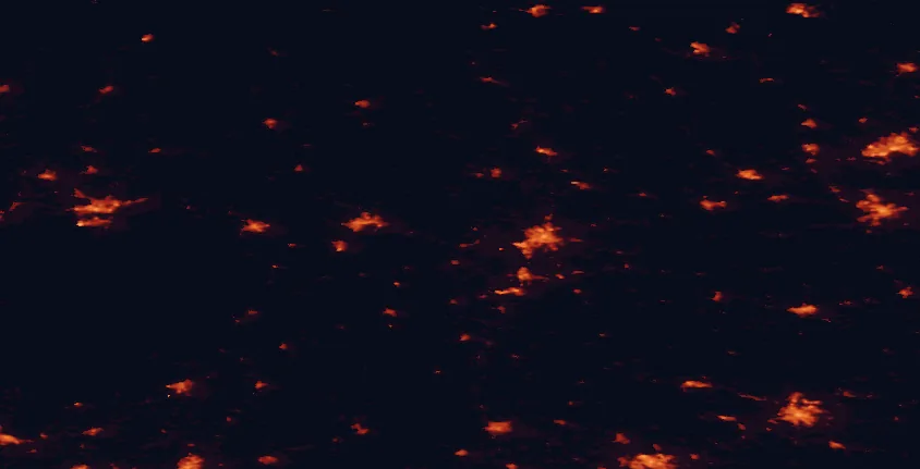Satellite night-light map of the 100 km around Garphyttan National Park, with Örebro, Västerås and Norrköping marked