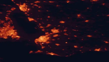 Satellite night-light map of the 50 km around Lund, with Copenhagen, Malmö and Frederiksberg marked