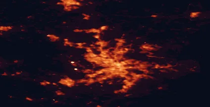 Satellite night-light map of the 50 km around Sollentuna, with Stockholm, Solna and Täby marked