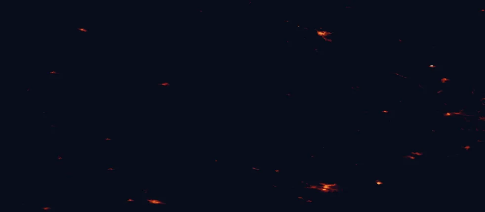 Satellite night-light map of the 100 km around Björnlandet National Park, with Örnsköldsvik and Lycksele marked