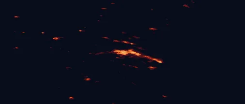Satellite night-light map of the 50 km around Skellefteå, with Ursviken and Skelleftehamn marked