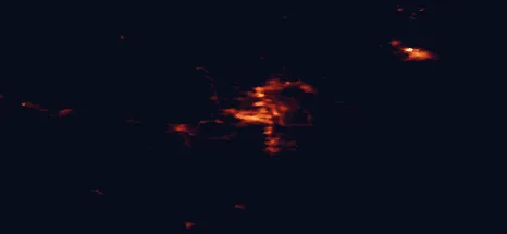 Satellite night-light map of the 50 km around Sundsvall, with Timrå, Härnösand and Kvissleby marked