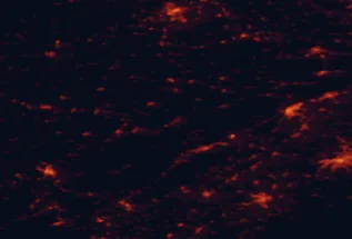Satellite night-light map of the 50 km around La Chaux-de-Fonds, with Bern, Neuchâtel and Biel/Bienne marked